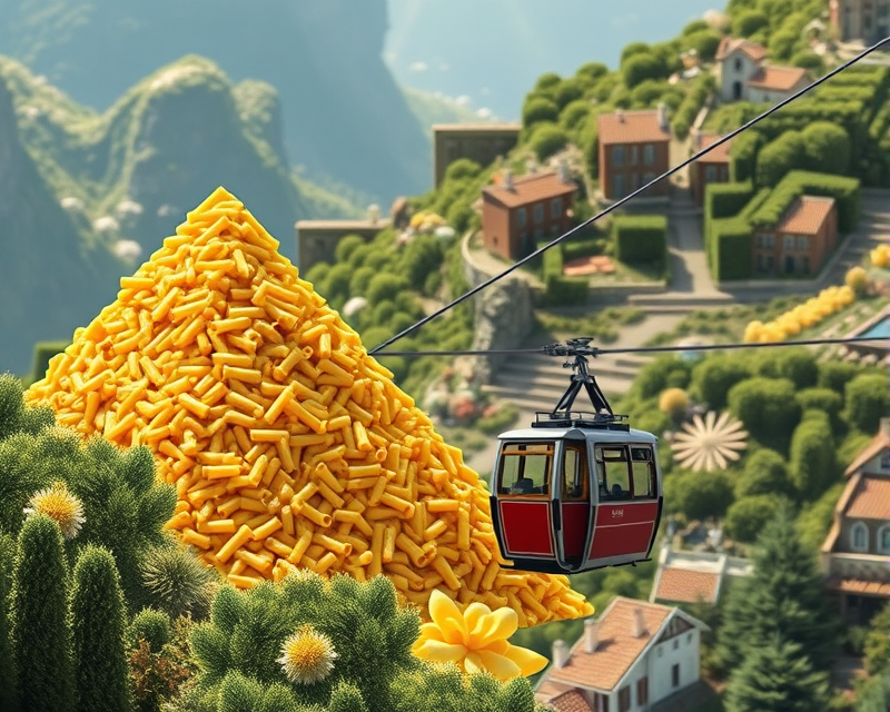 macaroni, pyramid, cable car